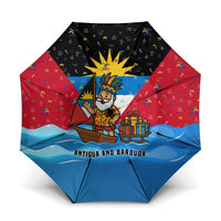 Antigua and Barbuda Christmas Umbrella with Santa Sailboat Island Flag and Tropical Gift Design - Wonder Print Shop