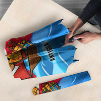 Antigua and Barbuda Christmas Umbrella with Santa Sailboat Island Flag and Tropical Gift Design - Wonder Print Shop