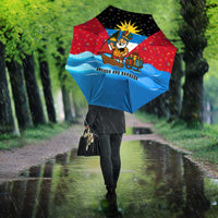 Antigua and Barbuda Christmas Umbrella with Santa Sailboat Island Flag and Tropical Gift Design - Wonder Print Shop