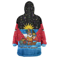 Antigua and Barbuda Christmas Wearable Blanket Hoodie with Santa Sailboat Island Flag and Tropical Gift Design - Wonder Print Shop