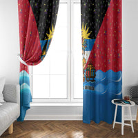 Antigua and Barbuda Christmas Window Curtain with Santa Sailboat Island Flag and Tropical Gift Design - Wonder Print Shop