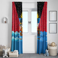 Antigua and Barbuda Christmas Window Curtain with Santa Sailboat Island Flag and Tropical Gift Design - Wonder Print Shop