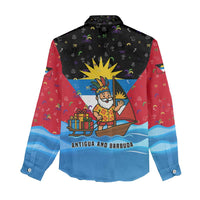 Antigua and Barbuda Christmas Women Casual Shirt with Santa Sailboat Island Flag and Tropical Gift Design - Wonder Print Shop