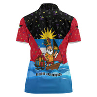 Antigua and Barbuda Christmas Women Polo Shirt with Santa Sailboat Island Flag and Tropical Gift Design - Wonder Print Shop