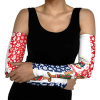 Panama Christmas Arm Sleeves with Tropical Santa National Coat of Arms and Festive Pattern Design - Wonder Print Shop