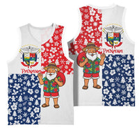 Panama Christmas Basketball Jersey with Tropical Santa National Coat of Arms and Festive Pattern Design - Wonder Print Shop