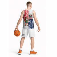 Panama Christmas Basketball Jersey with Tropical Santa National Coat of Arms and Festive Pattern Design - Wonder Print Shop