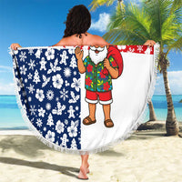 Panama Christmas Beach Blanket with Tropical Santa National Coat of Arms and Festive Pattern Design - Wonder Print Shop