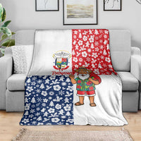 Panama Christmas Blanket with Tropical Santa National Coat of Arms and Festive Pattern Design - Wonder Print Shop