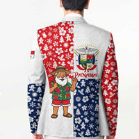 Panama Christmas Blazer with Tropical Santa National Coat of Arms and Festive Pattern Design - Wonder Print Shop