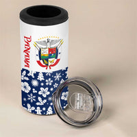 Panama Christmas 4 in 1 Can Cooler Tumbler with Tropical Santa National Coat of Arms and Festive Pattern Design - Wonder Print Shop