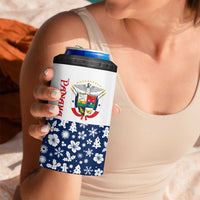 Panama Christmas 4 in 1 Can Cooler Tumbler with Tropical Santa National Coat of Arms and Festive Pattern Design - Wonder Print Shop