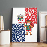 Panama Christmas Canvas Wall Art with Tropical Santa National Coat of Arms and Festive Pattern Design - Wonder Print Shop