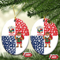 Panama Christmas Ceramic Ornament with Tropical Santa National Coat of Arms and Festive Pattern Design - Wonder Print Shop