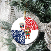 Panama Christmas Ceramic Ornament with Tropical Santa National Coat of Arms and Festive Pattern Design - Wonder Print Shop