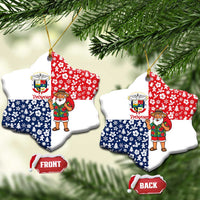Panama Christmas Ceramic Ornament with Tropical Santa National Coat of Arms and Festive Pattern Design - Wonder Print Shop