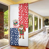 Panama Christmas Door Cover with Tropical Santa National Coat of Arms and Festive Pattern Design - Wonder Print Shop