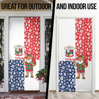 Panama Christmas Door Cover with Tropical Santa National Coat of Arms and Festive Pattern Design - Wonder Print Shop