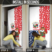 Panama Christmas Door Cover with Tropical Santa National Coat of Arms and Festive Pattern Design - Wonder Print Shop