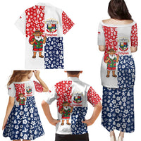 Panama Christmas Family Matching Puletasi and Hawaiian Shirt with Tropical Santa National Coat of Arms and Festive Pattern Design - Wonder Print Shop