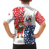Panama Christmas Family Matching Summer Maxi Dress and Hawaiian Shirt with Tropical Santa National Coat of Arms and Festive Pattern Design - Wonder Print Shop