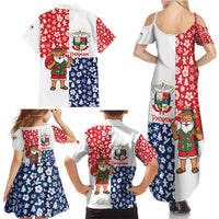 Panama Christmas Family Matching Summer Maxi Dress and Hawaiian Shirt with Tropical Santa National Coat of Arms and Festive Pattern Design - Wonder Print Shop