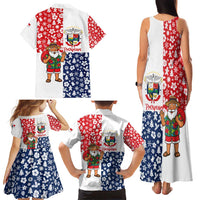 Panama Christmas Family Matching Tank Maxi Dress and Hawaiian Shirt with Tropical Santa National Coat of Arms and Festive Pattern Design - Wonder Print Shop