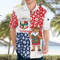 Panama Christmas Hawaiian Shirt with Tropical Santa National Coat of Arms and Festive Pattern Design - Wonder Print Shop