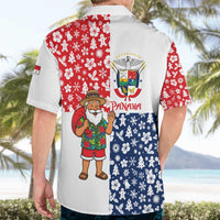 Panama Christmas Hawaiian Shirt with Tropical Santa National Coat of Arms and Festive Pattern Design - Wonder Print Shop