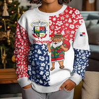 Panama Christmas Kid Ugly Christmas Sweater with Tropical Santa National Coat of Arms and Festive Pattern Design - Wonder Print Shop