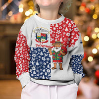 Panama Christmas Kid Ugly Christmas Sweater with Tropical Santa National Coat of Arms and Festive Pattern Design - Wonder Print Shop