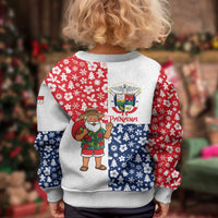 Panama Christmas Kid Ugly Christmas Sweater with Tropical Santa National Coat of Arms and Festive Pattern Design - Wonder Print Shop