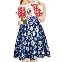 Panama Christmas Kid Short Sleeve Dress with Tropical Santa National Coat of Arms and Festive Pattern Design - Wonder Print Shop