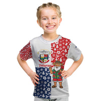 Panama Christmas Kid T Shirt with Tropical Santa National Coat of Arms and Festive Pattern Design - Wonder Print Shop