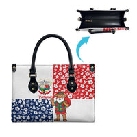Panama Christmas Leather Bag with Tropical Santa National Coat of Arms and Festive Pattern Design - Wonder Print Shop