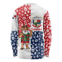 Panama Christmas Long Sleeve Shirt with Tropical Santa National Coat of Arms and Festive Pattern Design - Wonder Print Shop