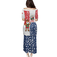 Panama Christmas Puletasi with Tropical Santa National Coat of Arms and Festive Pattern Design - Wonder Print Shop