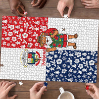 Panama Christmas Puzzle with Tropical Santa National Coat of Arms and Festive Pattern Design - Wonder Print Shop