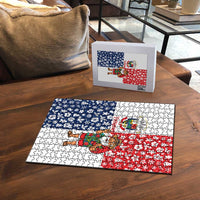 Panama Christmas Puzzle with Tropical Santa National Coat of Arms and Festive Pattern Design - Wonder Print Shop