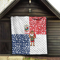 Panama Christmas Quilt with Tropical Santa National Coat of Arms and Festive Pattern Design - Wonder Print Shop