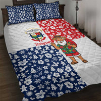 Panama Christmas Quilt Bed Set with Tropical Santa National Coat of Arms and Festive Pattern Design - Wonder Print Shop