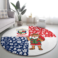 Panama Christmas Round Carpet with Tropical Santa National Coat of Arms and Festive Pattern Design - Wonder Print Shop