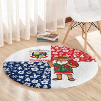 Panama Christmas Round Carpet with Tropical Santa National Coat of Arms and Festive Pattern Design - Wonder Print Shop