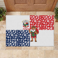 Panama Christmas Rubber Doormat with Tropical Santa National Coat of Arms and Festive Pattern Design - Wonder Print Shop