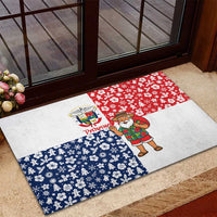 Panama Christmas Rubber Doormat with Tropical Santa National Coat of Arms and Festive Pattern Design - Wonder Print Shop