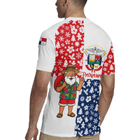 Panama Christmas Rugby Jersey with Tropical Santa National Coat of Arms and Festive Pattern Design - Wonder Print Shop
