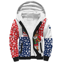 Panama Christmas Sherpa Hoodie with Tropical Santa National Coat of Arms and Festive Pattern Design - Wonder Print Shop
