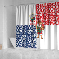 Panama Christmas Shower Curtain with Tropical Santa National Coat of Arms and Festive Pattern Design - Wonder Print Shop
