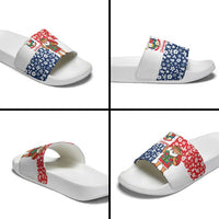Panama Christmas Slide Sandals with Tropical Santa National Coat of Arms and Festive Pattern Design - Wonder Print Shop