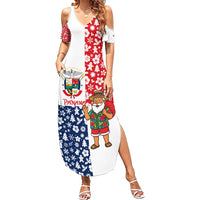 Panama Christmas Summer Maxi Dress with Tropical Santa National Coat of Arms and Festive Pattern Design - Wonder Print Shop